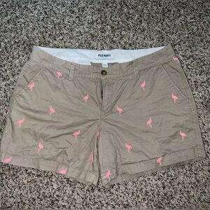 Old Navy Casual Khaki Flamingo Shorts Size 12